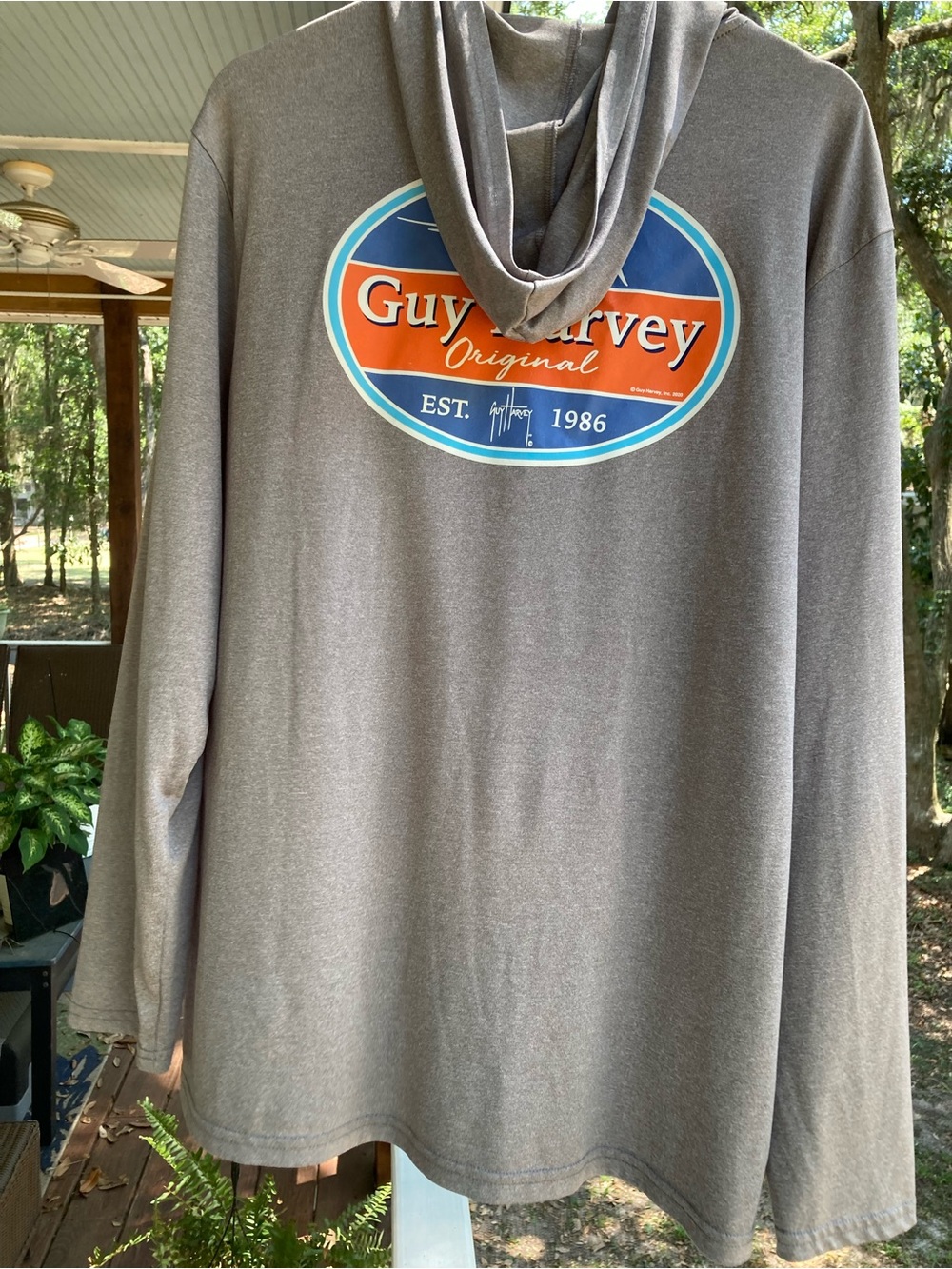 Guy Harvey Gray Performance Hoodie With “Original” Logo And Sailfish View 5